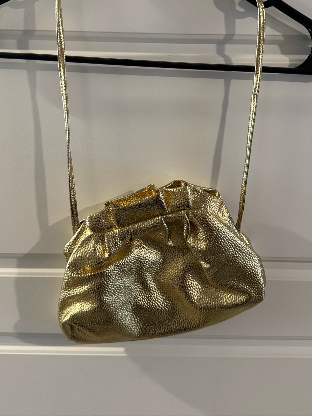 Gold Metallic Drawstring Shoulder Bag